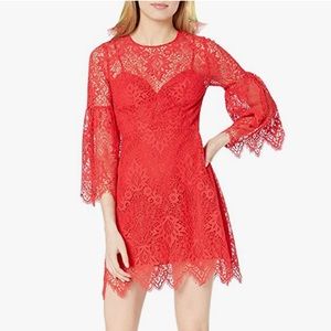 BCBGMaxAzria Danielle Lace Red Dress, 4